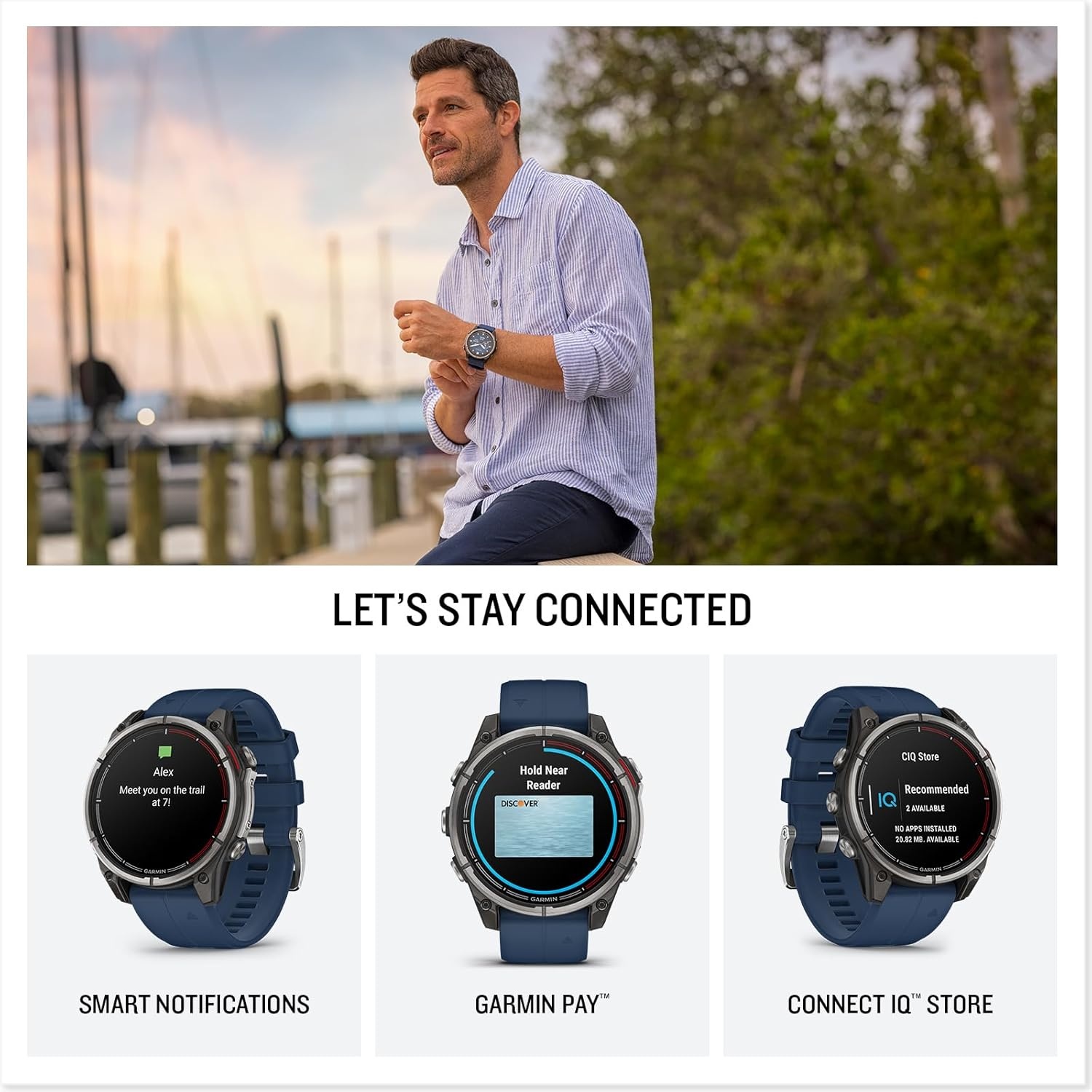 image:imageGarmin quatix 8 51 mm Marine GPS Smartwatch Bright AMOLED Display Chartplotter Controls Builtin Flashlight 247 Health amp Wellness Features Chartplotter and Autopilot Controls LED Flashlight MultiGnss Wrist Hr and Pulse Ox47mm