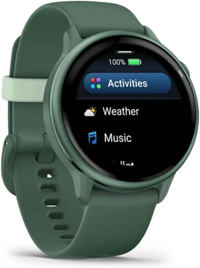 image:imageGarmin vvoactive 6 Health and Fitness GPS Smartwatch AMOLED Display Up to 11 Days Battery Metallic Jasper Green with Matching Band 42mm GPS Smartwatch 12 Amoled Up to 11 Days Battery Metallic Jasper Green with Matching BandJasper Green