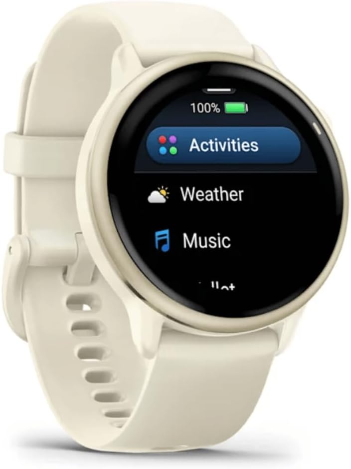image:imageGarmin vvoactive 6 Health and Fitness GPS Smartwatch AMOLED Display Up to 11 Days Battery Metallic Jasper Green with Matching Band 42mm GPS Smartwatch 12 Amoled Up to 11 Days Battery Metallic Jasper Green with Matching BandLunar Gold with Bone