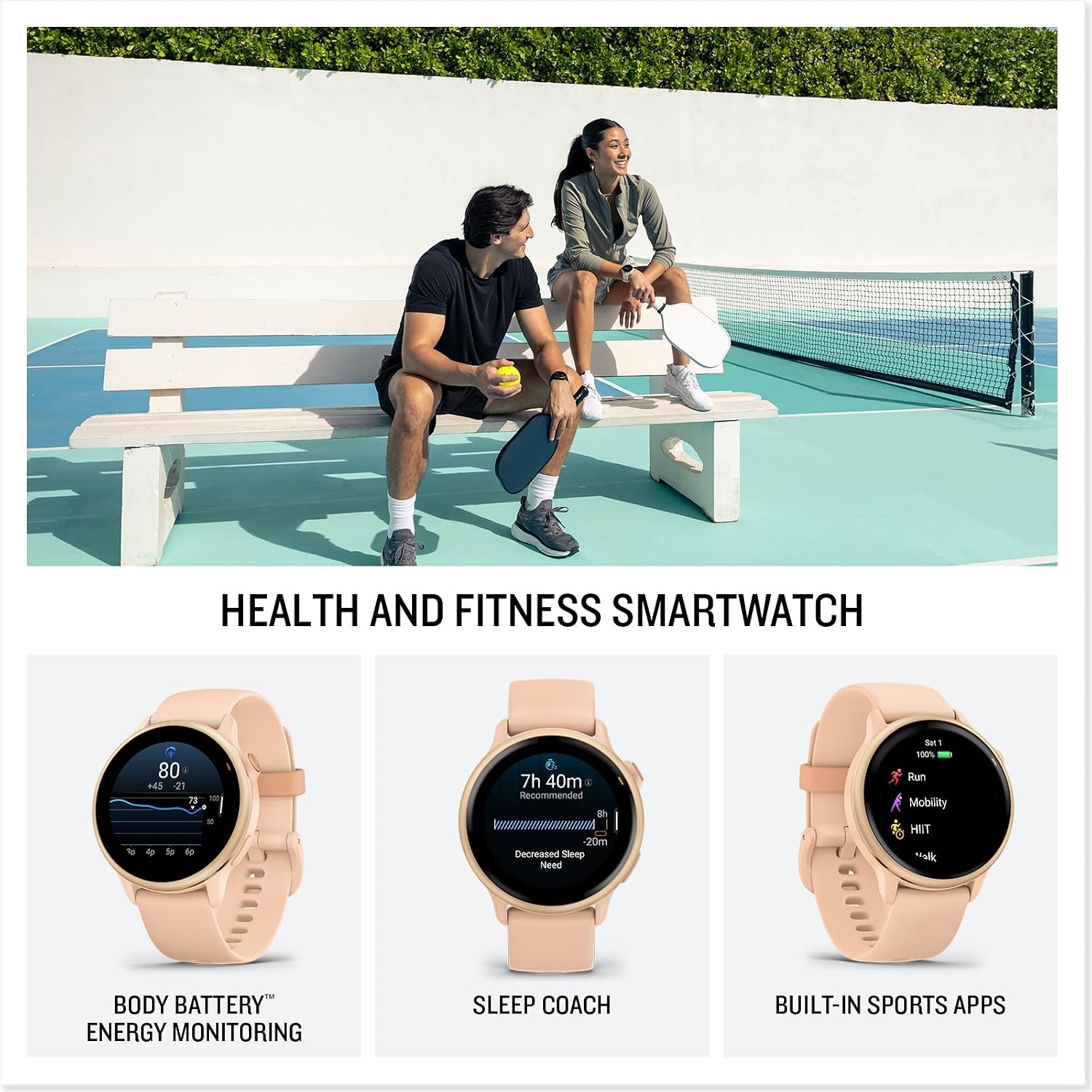 image:imageGarmin vvoactive 6 Health and Fitness GPS Smartwatch AMOLED Display Up to 11 Days Battery Metallic Jasper Green with Matching Band 42mm GPS Smartwatch 12 Amoled Up to 11 Days Battery Metallic Jasper Green with Matching BandPink Dawn
