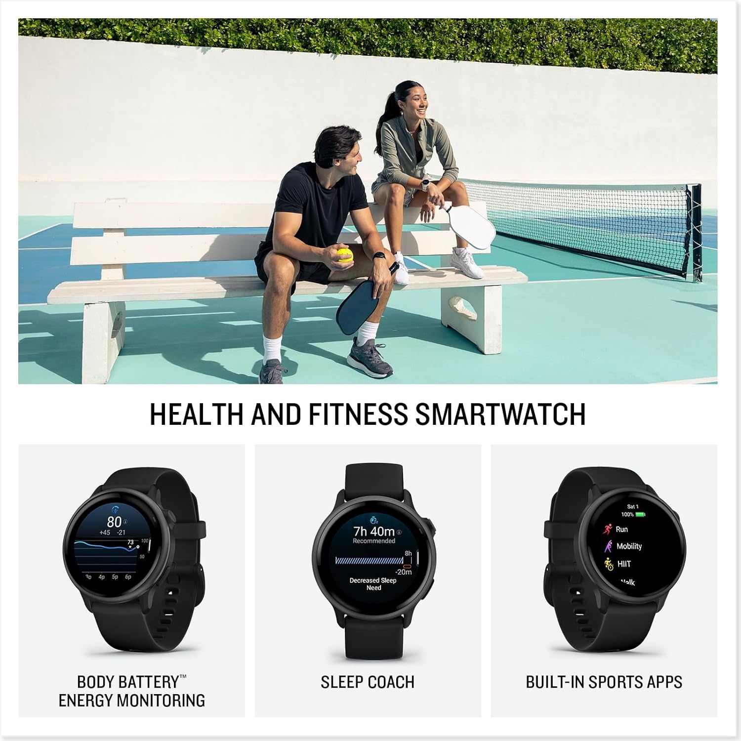 image:imageGarmin vvoactive 6 Health and Fitness GPS Smartwatch AMOLED Display Up to 11 Days Battery Metallic Jasper Green with Matching Band 42mm GPS Smartwatch 12 Amoled Up to 11 Days Battery Metallic Jasper Green with Matching BandSlate with Black