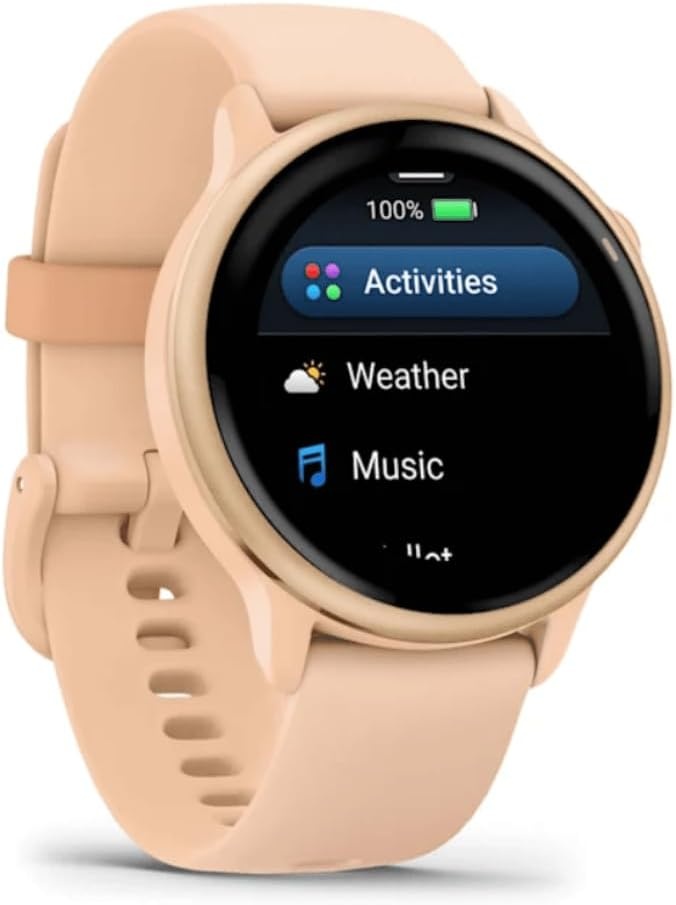 image:imageGarmin vvoactive 6 Health and Fitness GPS Smartwatch AMOLED Display Up to 11 Days Battery Metallic Jasper Green with Matching Band 42mm GPS Smartwatch 12 Amoled Up to 11 Days Battery Metallic Jasper Green with Matching BandPink Dawn