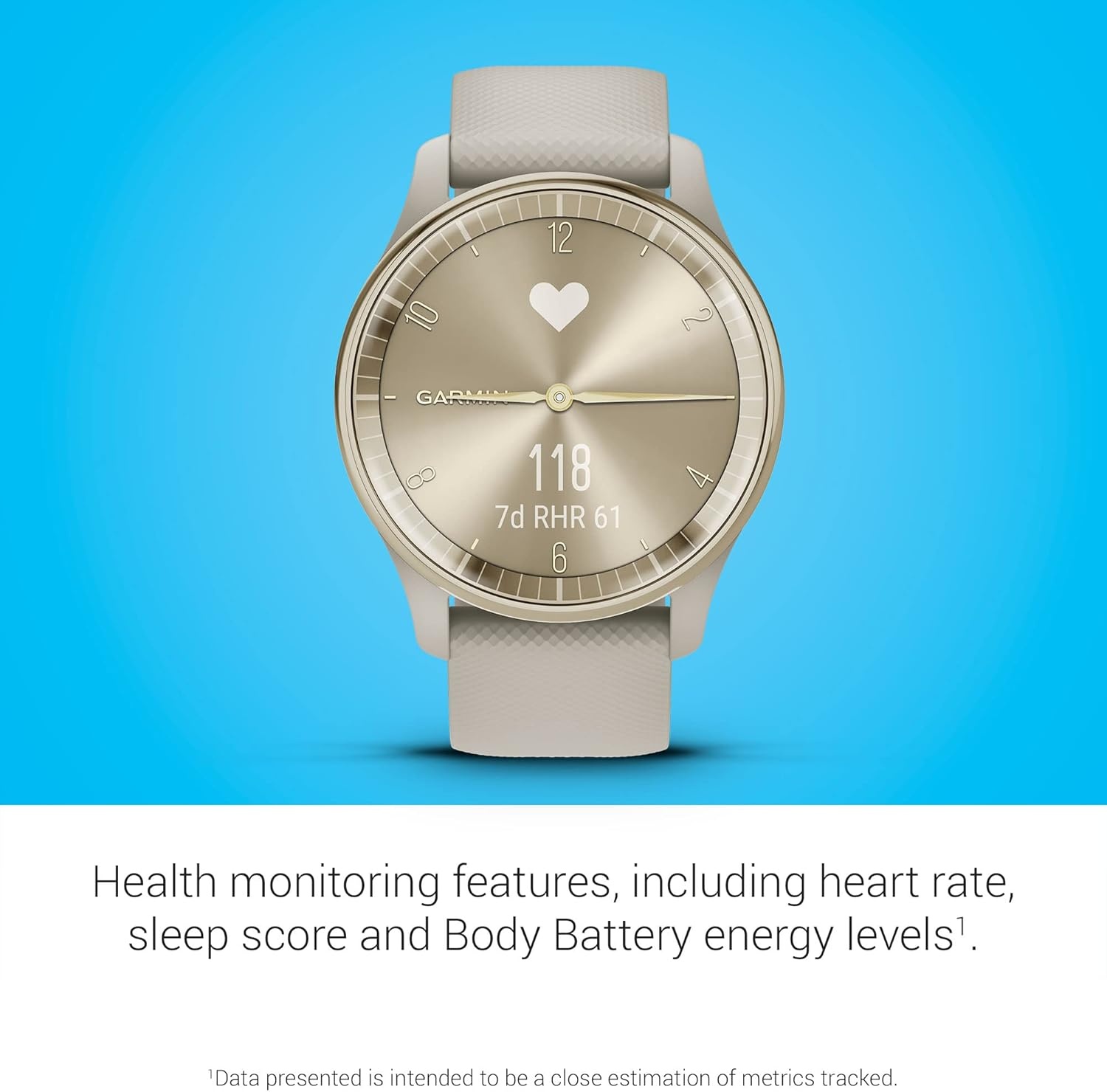 image:imageGarmin vvomove Trend Stylish Hybrid Smartwatch LongLasting Battery Life Dynamic Watch Hands and Touchscreen Display Peach Gold Stainless Steel Bezel with Ivory Case and Silicone BandFrench Gray