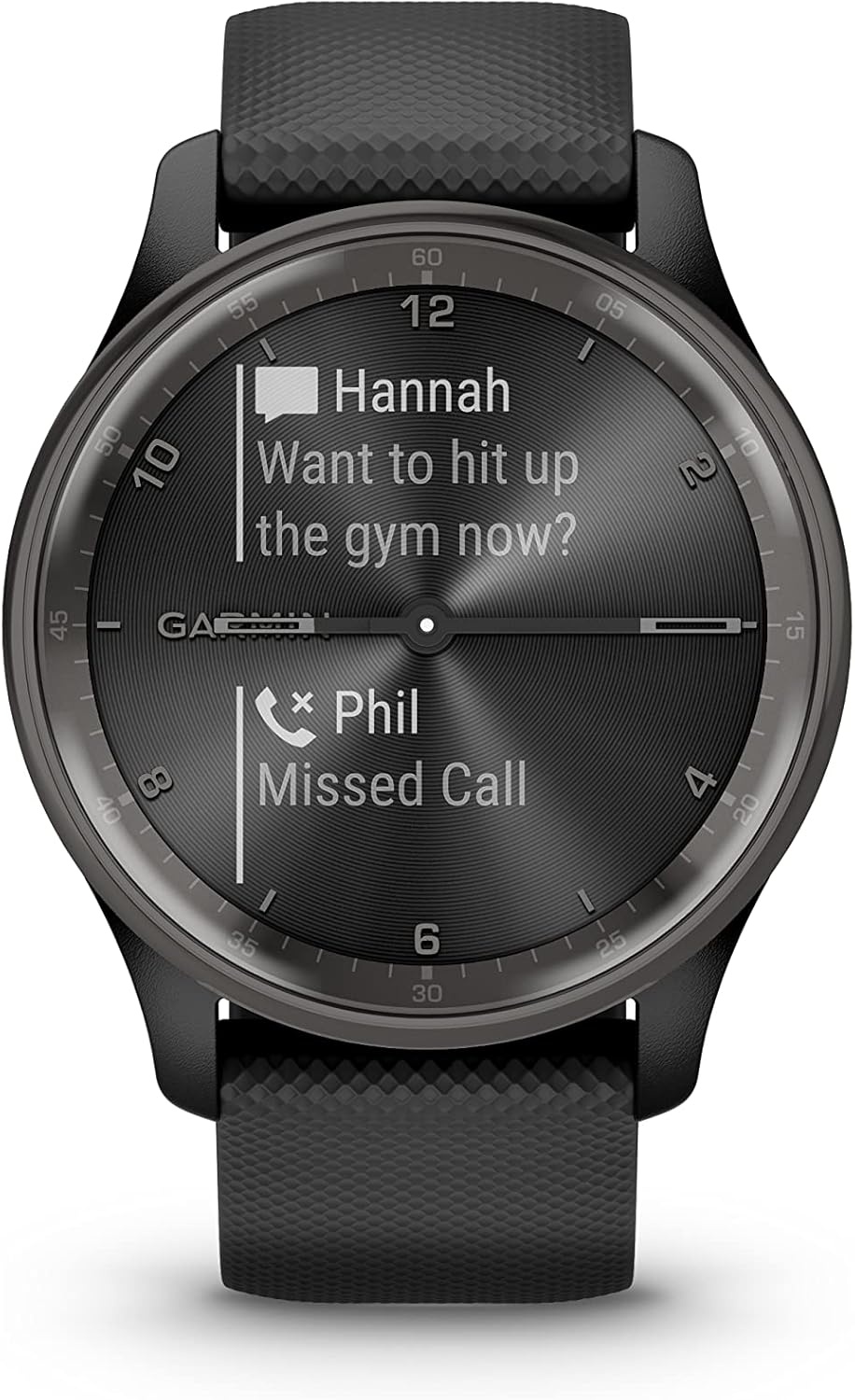 image:imageGarmin vvomove Trend Stylish Hybrid Smartwatch LongLasting Battery Life Dynamic Watch Hands and Touchscreen Display Peach Gold Stainless Steel Bezel with Ivory Case and Silicone BandBlack