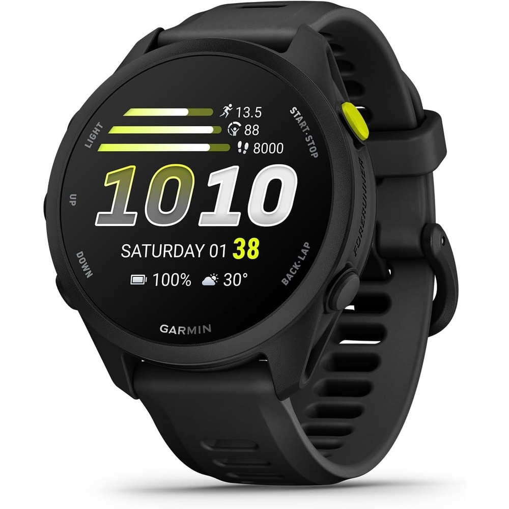 image:imageGarmin Forerunner 170 Music GPS Running Smartwatch Advanced Training Metrics and Recovery Insights Plus Music Storage Black with BlackAmp Yellow BandBlack