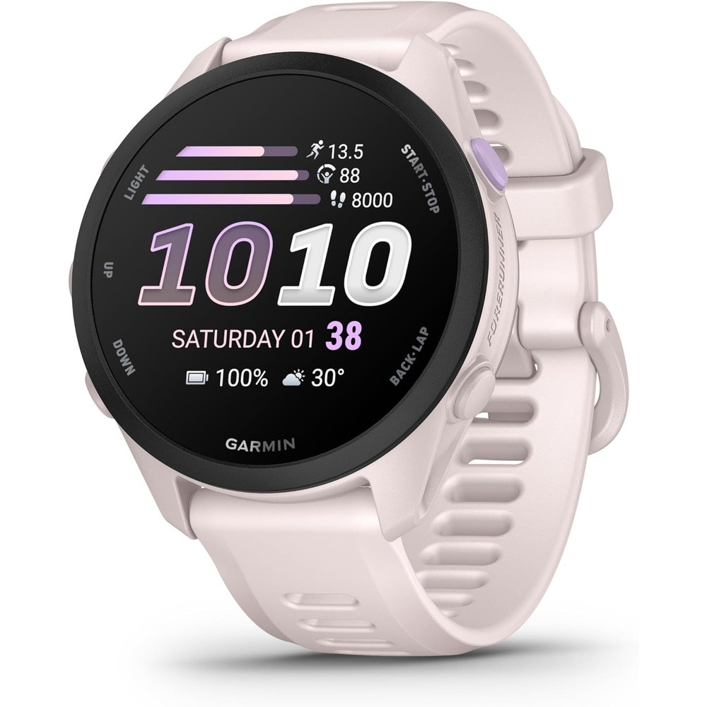 image:imageGarmin Forerunner 170 Music GPS Running Smartwatch Advanced Training Metrics and Recovery Insights Plus Music Storage Black with BlackAmp Yellow BandSoft Pink