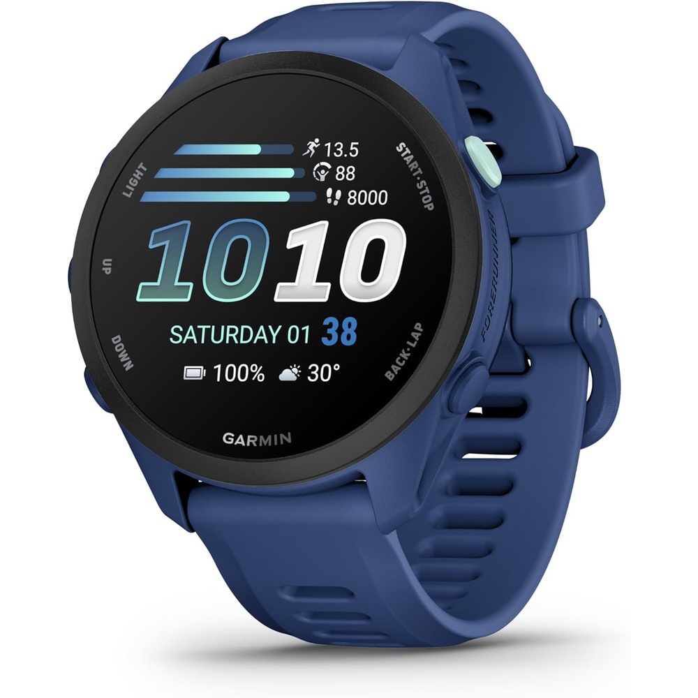 image:imageGarmin Forerunner 170 Music GPS Running Smartwatch Advanced Training Metrics and Recovery Insights Plus Music Storage Black with BlackAmp Yellow BandTidal Blue