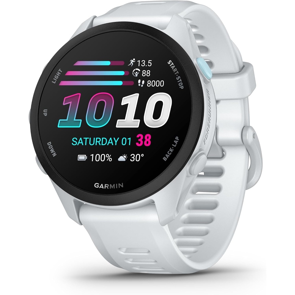 image:imageGarmin Forerunner 170 Music GPS Running Smartwatch Advanced Training Metrics and Recovery Insights Plus Music Storage Black with BlackAmp Yellow BandWhitestone