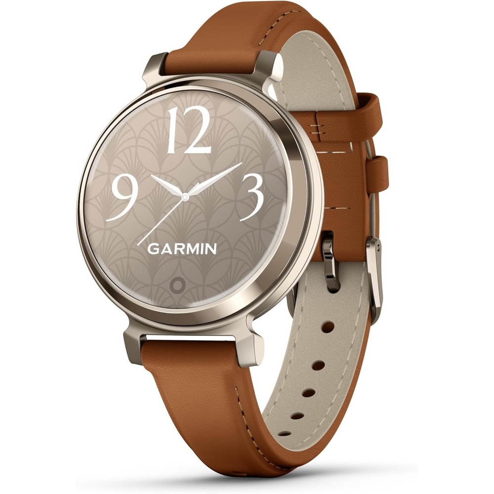 image:imageGarmin Lily 2 Small and Stylish Smartwatch Hidden Display Patterned Lens Up to 5 Days Battery Life CoconutTan