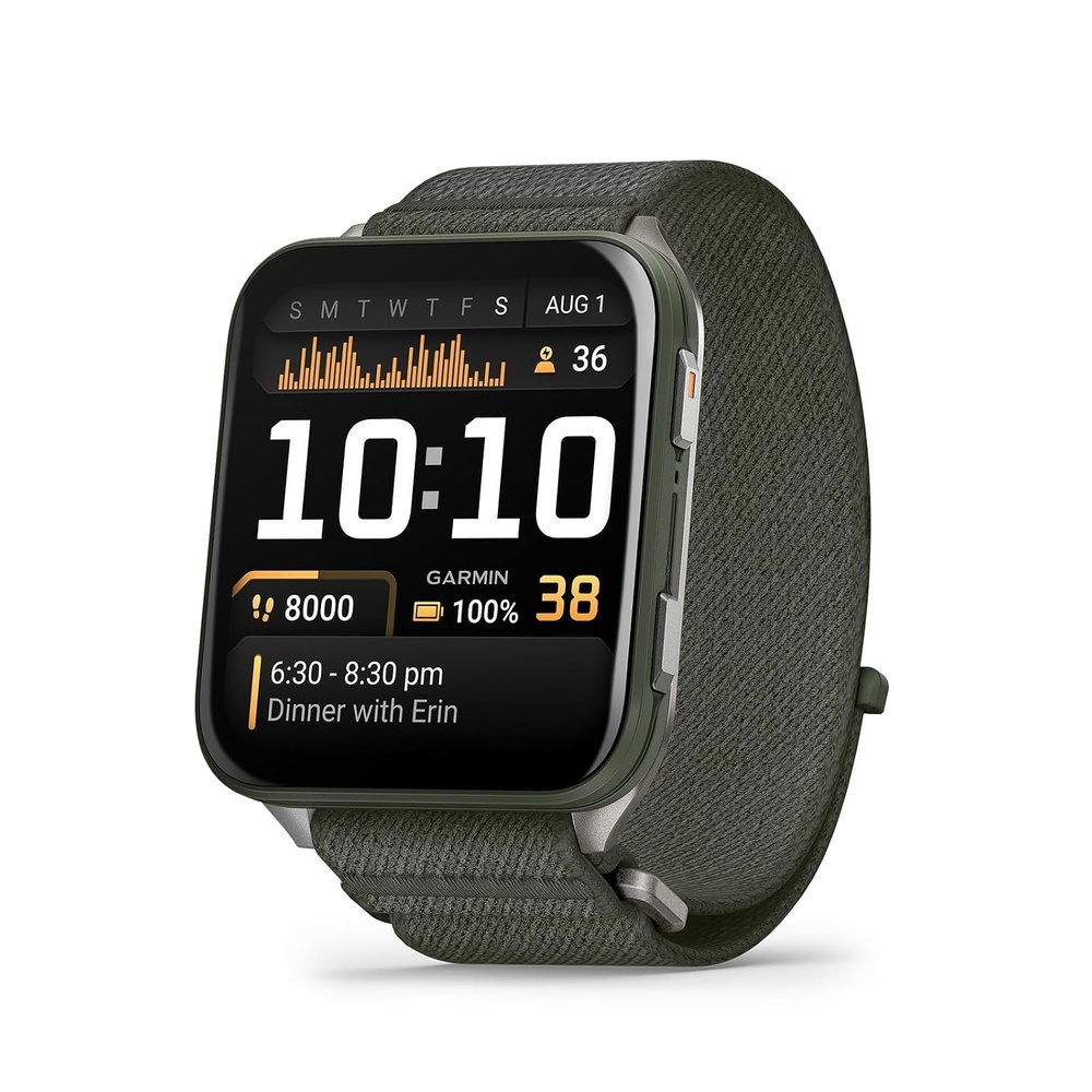 image:imageGarmin Venu X1 Thin and Lightweight GPS Smartwatch AMOLED Display Advanced Health and Fitness Features Black with Slate Titanium Caseback and ComfortFit Nylon Band 2 Amoled Display 8mm Thin Case Titanium Caseback Comfortfit Nylon Band Up to 8 Days Battery 5 AtmMoss