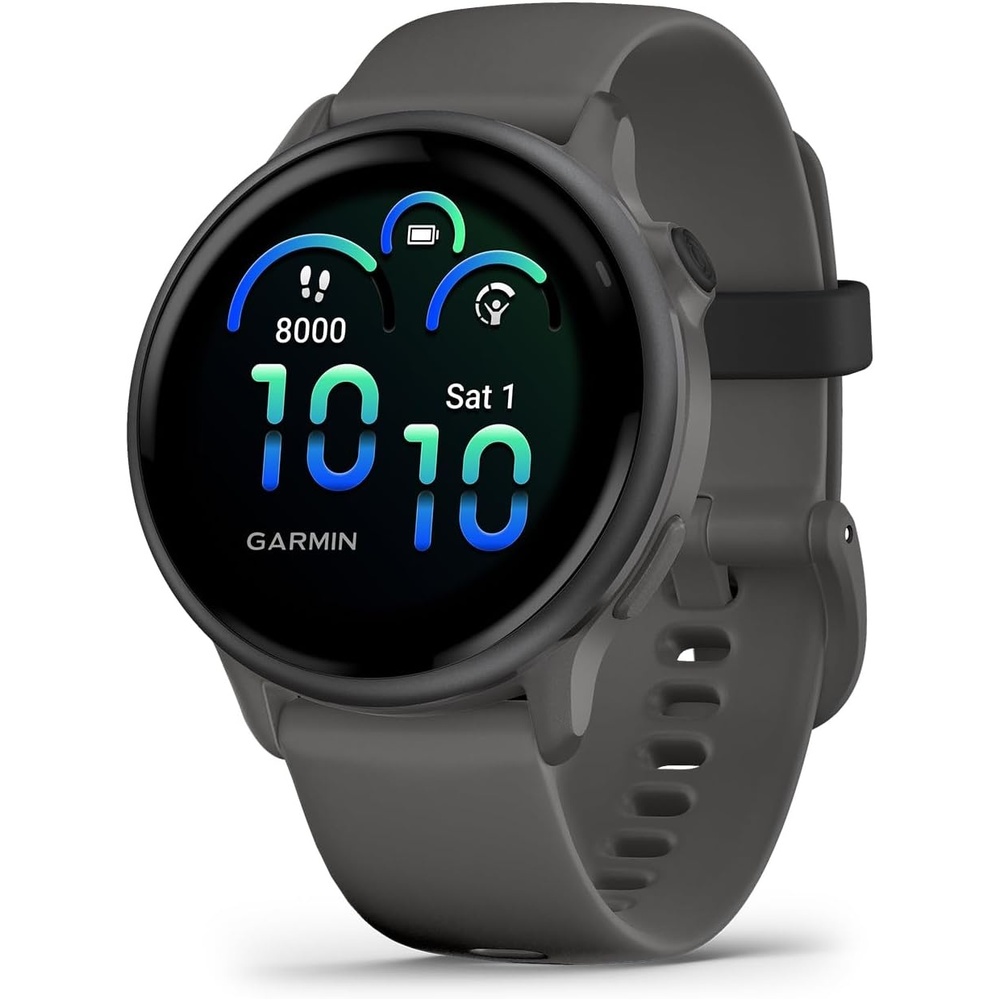 image:imageGarmin vvoactive 6 Health and Fitness GPS Smartwatch AMOLED Display Up to 11 Days Battery Metallic Jasper Green with Matching Band 42mm GPS Smartwatch 12 Amoled Up to 11 Days Battery Metallic Jasper Green with Matching BandPebble Gray with Slate