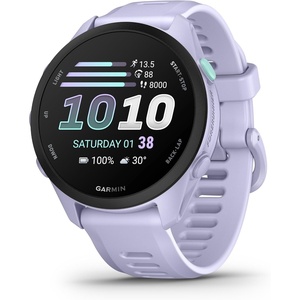 Garmin Forerunner® 170 Music, GPS Running Smartwatch, Advanced Training Metrics and Recovery Insights Plus Music Storage, Black with Black/Amp Yellow Band(Cool Lavendar)