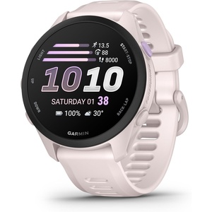 Garmin Forerunner® 170 Music, GPS Running Smartwatch, Advanced Training Metrics and Recovery Insights Plus Music Storage, Black with Black/Amp Yellow Band(Soft Pink)