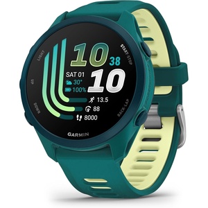 Garmin Forerunner® 170 Music, GPS Running Smartwatch, Advanced Training Metrics and Recovery Insights Plus Music Storage, Black with Black/Amp Yellow Band(Teal Green with Citron)