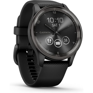 Garmin vívomove Trend, Stylish Hybrid Smartwatch, Long-Lasting Battery Life, Dynamic Watch Hands and Touchscreen Display, Peach Gold Stainless Steel Bezel with Ivory Case and Silicone Band(Black)