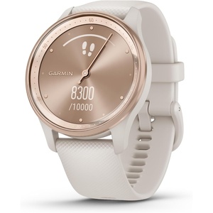 Garmin vívomove Trend, Stylish Hybrid Smartwatch, Long-Lasting Battery Life, Dynamic Watch Hands and Touchscreen Display, Peach Gold Stainless Steel Bezel with Ivory Case and Silicone Band(Ivory)